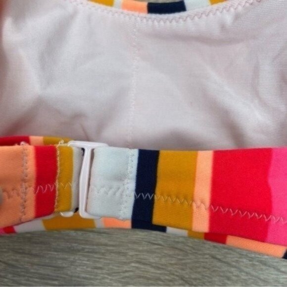 Aerie Striped Multi Color Scoop Bikini Top Size XL NWOT - Picture 4 of 5